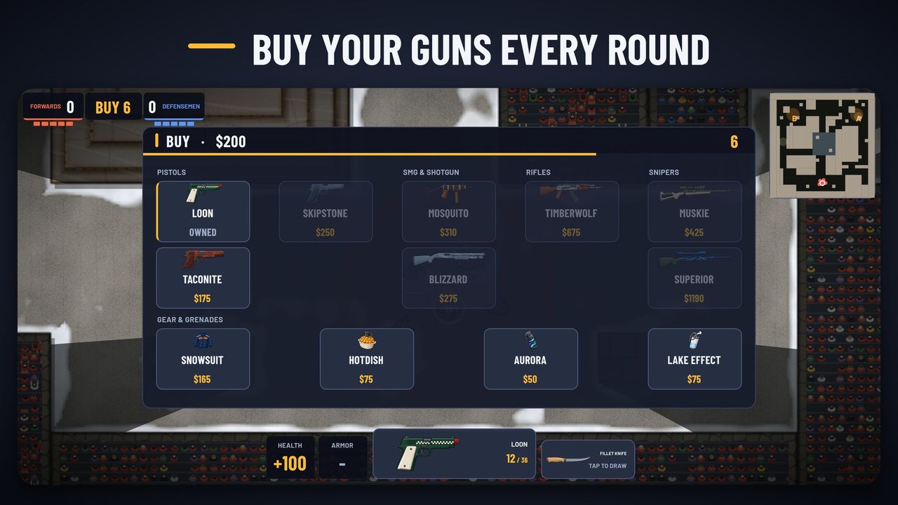 Buying guns and grenades at the start of a round